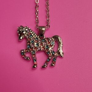 Horse Necklace With  Rhinestones
